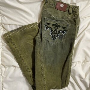 Vintage Y2K Antik Denim Green Corduroy Fla…